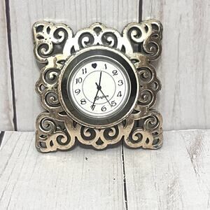 Brighton Geneva Silver Small Desk Clock Quartz Movement Made in Taiwan